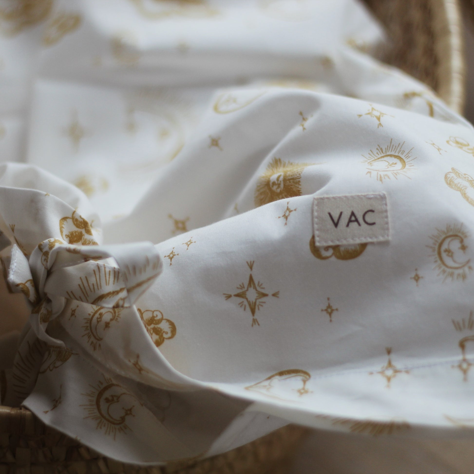 VACVAC studio Sur La Lune bedding, baby Bedding Sur La Lune Mustard Gold AOP