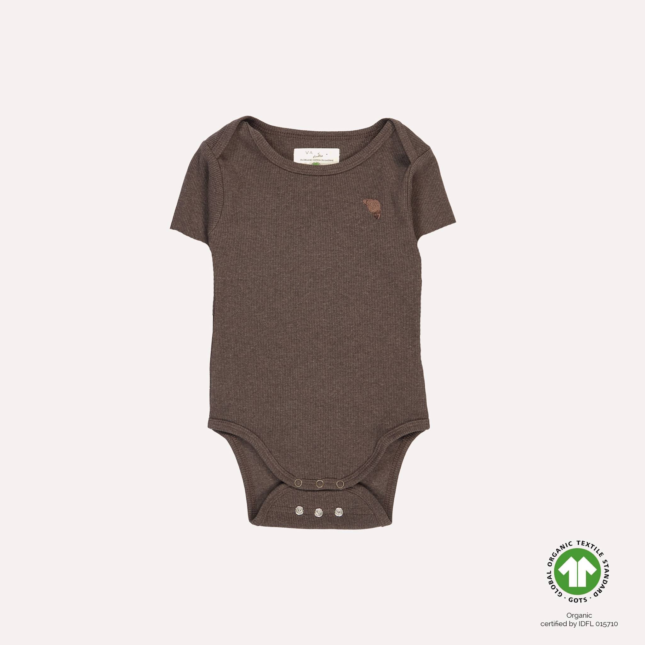 CARLET bodystocking SS - Dark brown melange