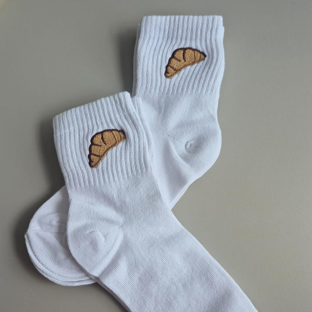 SOCK no. 1 - croissant embroidery